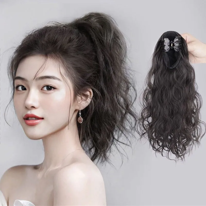 

Synthetic Women's Clip-on High Ponytail Wig, Popular Voluminous Cloud Perm, Wavy Hair Extension Ponytail