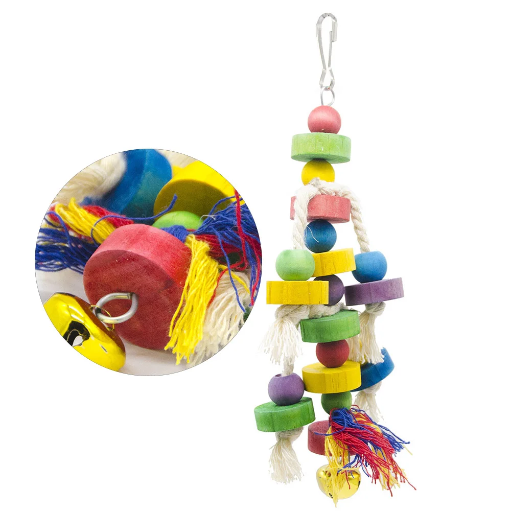 Round Block Birds Bite Playing Toy Parrot Cotton Rope String Toy Funny Bird String parrot toy bird bite toy