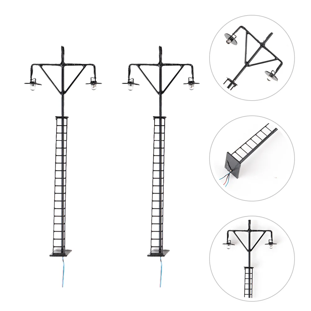 Modèle d'éclairage de train simulé, lampe de circulation de table de sable, chemin de fer de rue, modèles de signaux, matériaux métalliques, 2 pièces