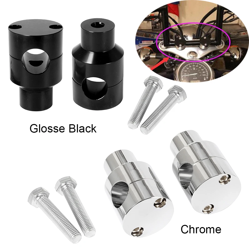 

22MM 25MM Motorcycle Handlebar Riser Up Bracket Clamp Kit For 1'' 7/8" Handle Bars Universal Black/Chrome For Harley Honda