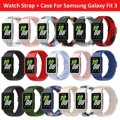 Watch Strap + Case For Samsung Galaxy Fit3 Fit 3 Nylon Breathable Wrist Band Bracelet SmartWatch Watchband Resiliency Loop