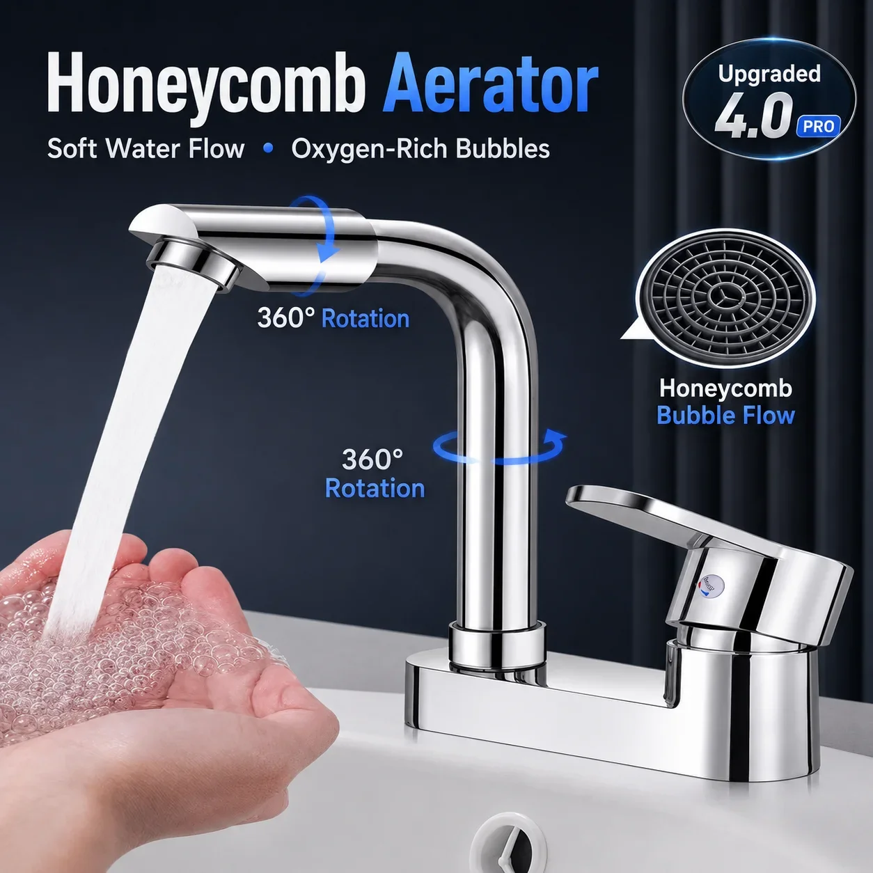 Two Hole Bathroom Sink Faucet Hot Cold Water Mixer Tap Double Handle Washbasin Faucet for Vanity Basin