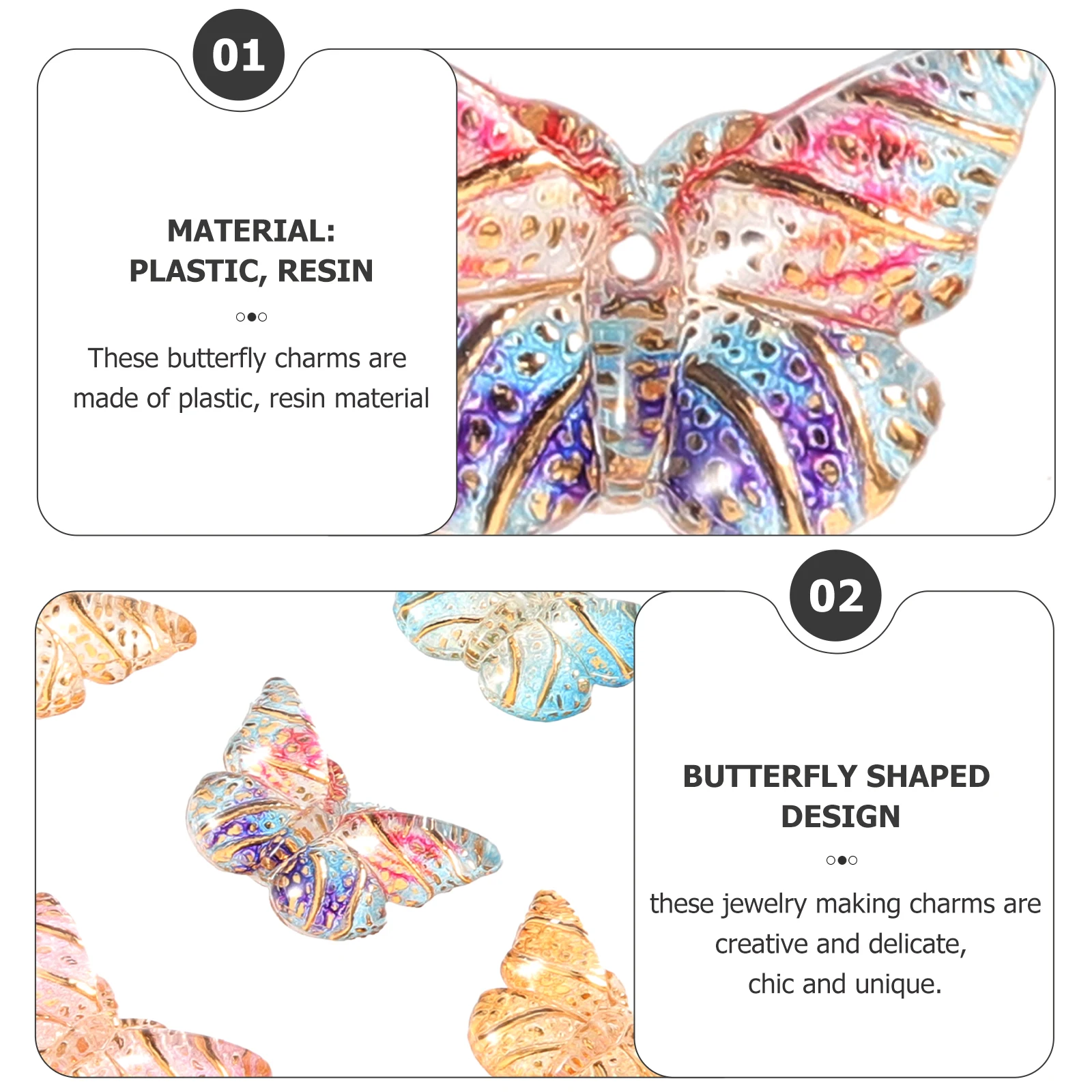 

100Pcs Cute Butterfly Charms for Jewelry Making DIY Bracelet Accessories Decorative Crafting Supplies for Adults Kids