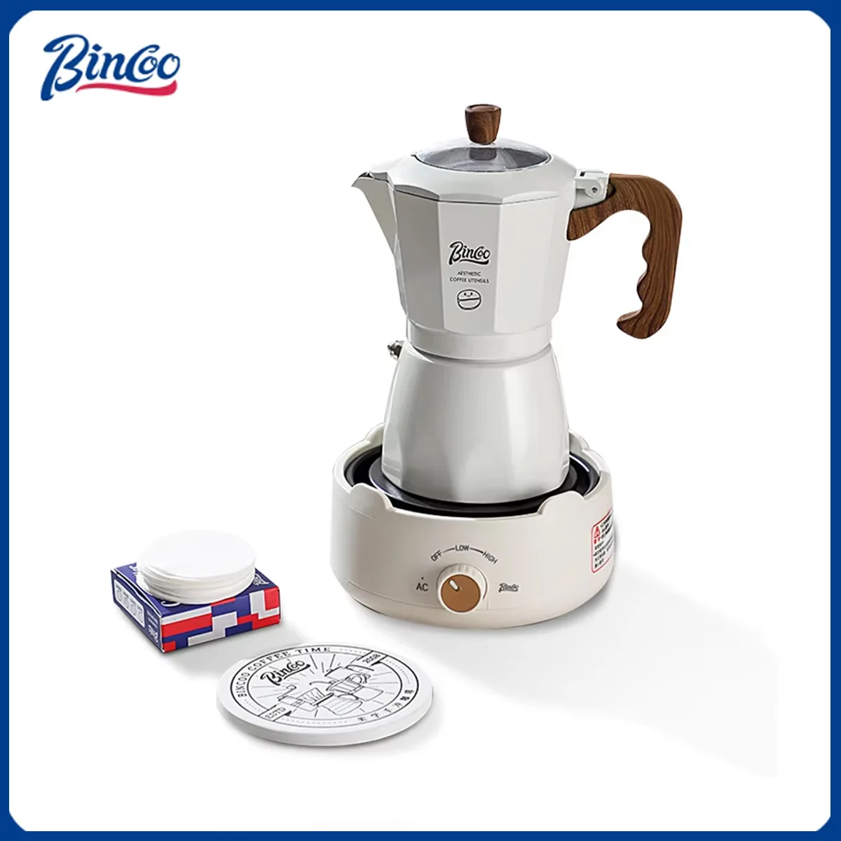 Bincoo Dual Valve Moka Pot Espresso Concentrated Extraction Mocha Pot Hand Brewed Coffee Pot Italian Home Barista Tools 220V