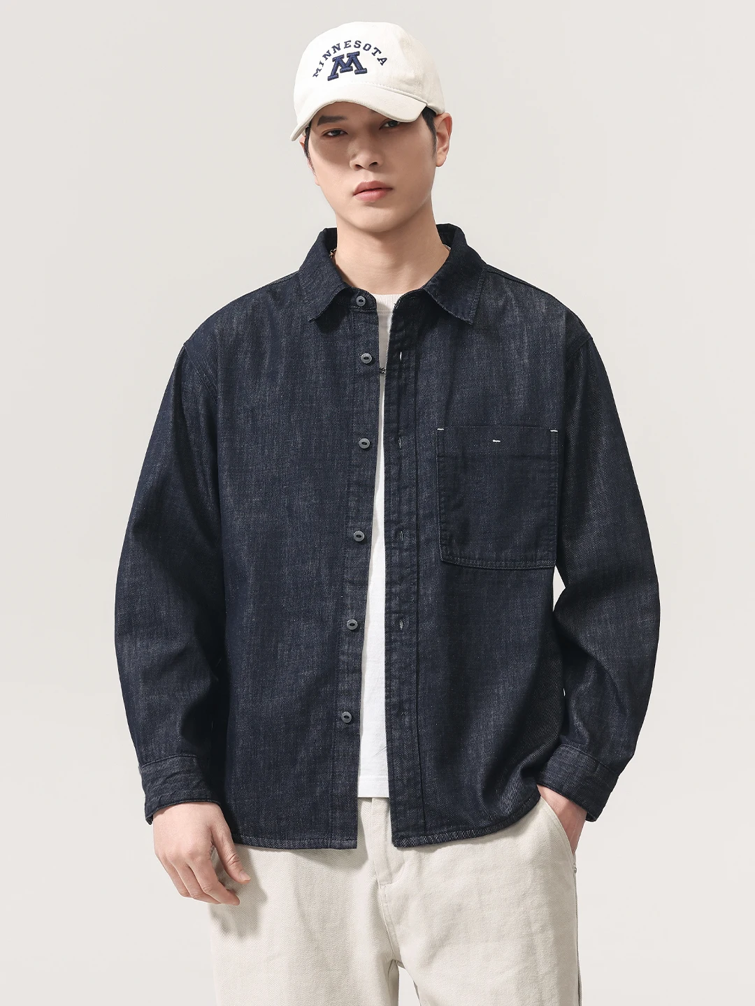 

Premium Feel Waed Linen Lyocell Mixed Denim Men's irt Loose Casual Spring 2026 Trendy Open Cardigan Sle Long Sve