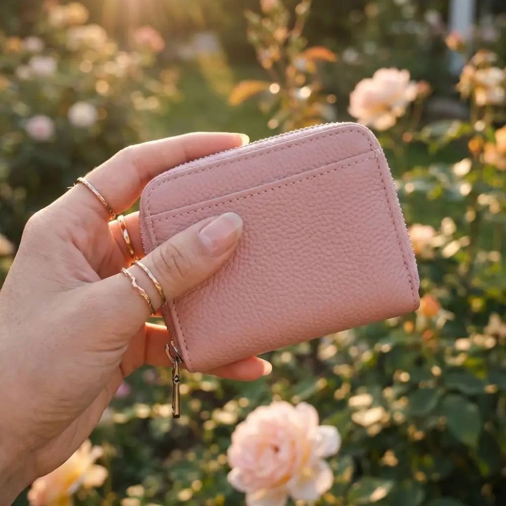 Card Pouch Portable Women's Wallet Multi slot Solid Color Zipper Card Holder Fashion Multiple Card Short Wallet Student