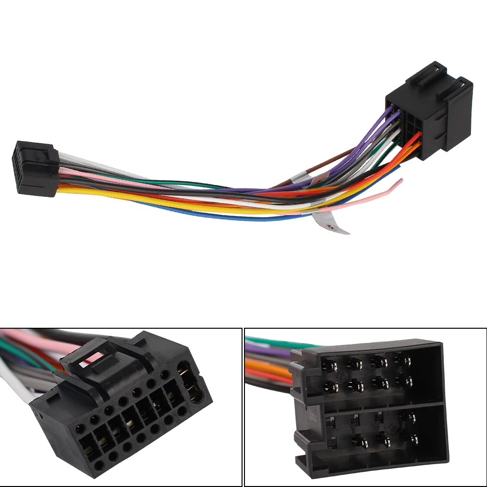 Car Stereo Radio 16 Pin ISO Cable Adapter ABS Universal Male Plug To Female Connector Wiring Harness For Pioneer AEG Audiovox