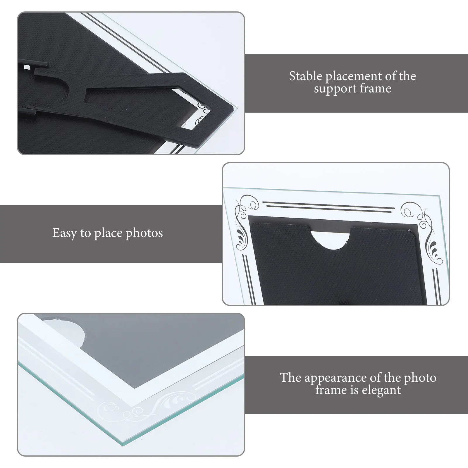 

2Pcs Crystal Glass Picture Frames 5x7 Decorative Photo Holders Desktop Display Sturdy Office Home Decor