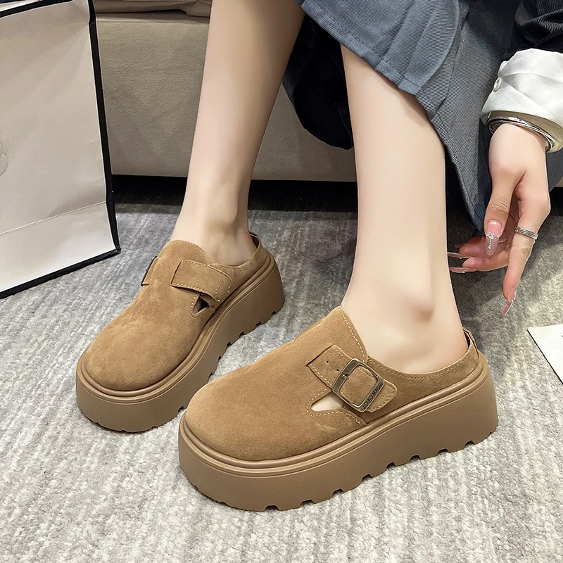 

Обувь, женские тапочки, новые шлепанцы на платформе, домашние тапочки в стиле ретро, обувь на платформе, тапочки, женские шлепанцы с закрытым носком