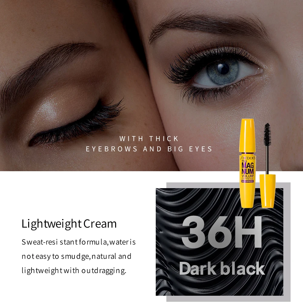 SHEDOES Mascara allungante e arricciacapelli - Formula impermeabile e antimacchia con pennello flessibile per tutti i tipi di beige chiaro