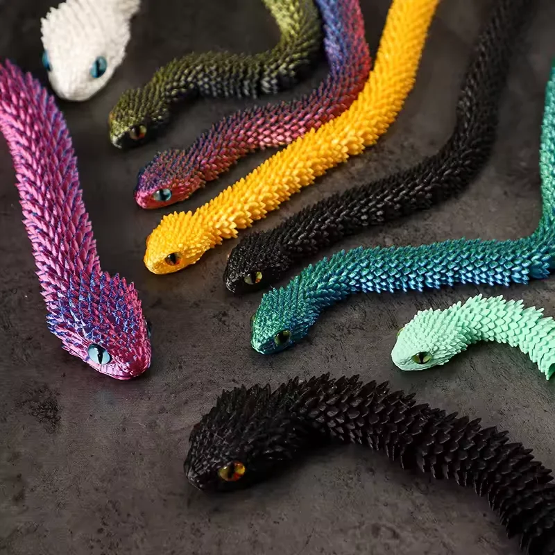 3D Printed Articulated Snake Fidget Toy Realistic Movable joint Snake Action Figure Stress Relief Desk Decor Animal Model Gift image 2