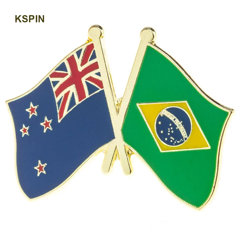 

New Zealand & Brazil Flag Badge Flag Brooch National Flag Lapel Pin International Travel Pins