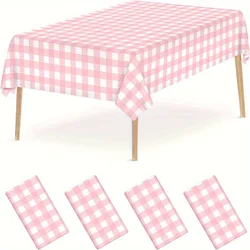 2pcs pink checkered tablecloth, graduation party decoration, disposable rectangular plastic tablecloth