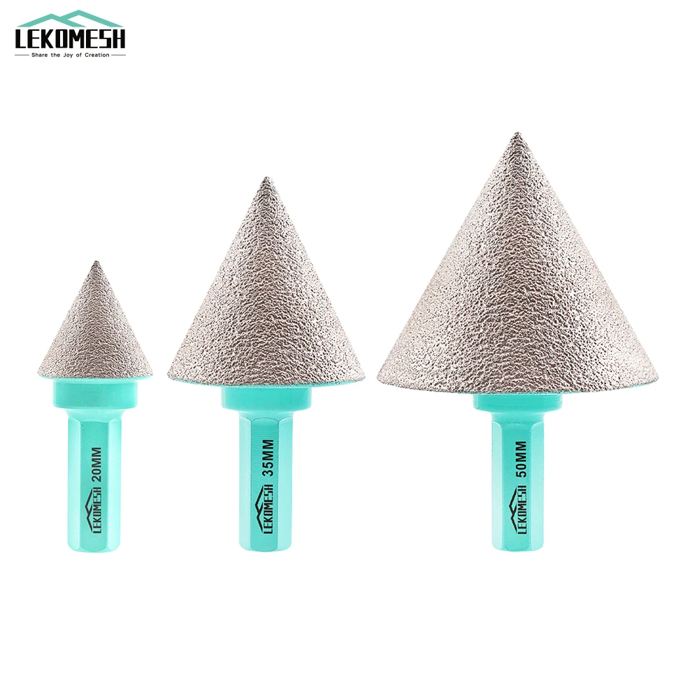 

LEKOMESH 1pc Hex Shank Diamond Chamfer Bits Milling Tile for Ceramic Porcelain Marble Granite Hole Trimming Construction Tool