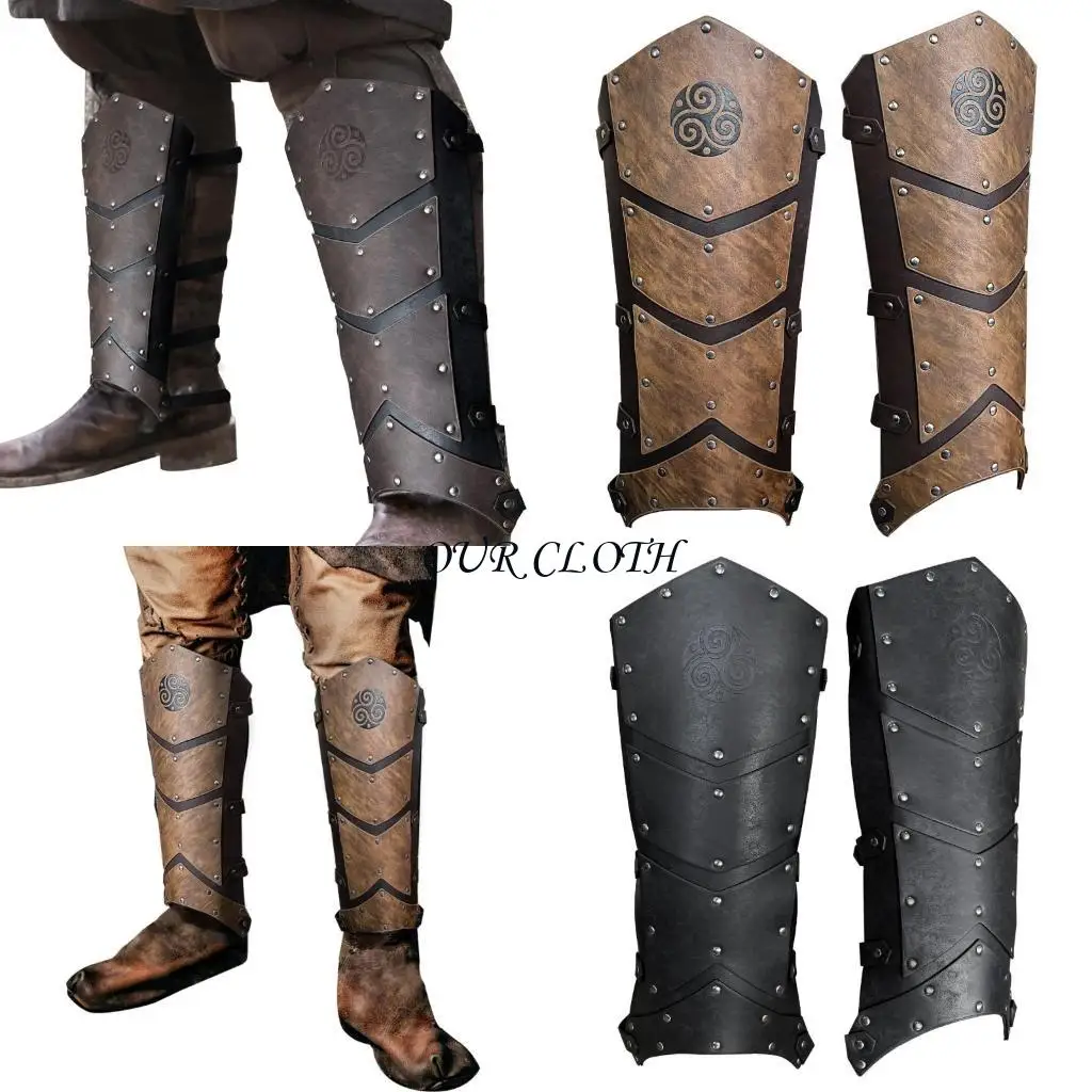 Faux Leather Leg Cover for Medieval Festivities and Cosplay Knight Costume Y1AC