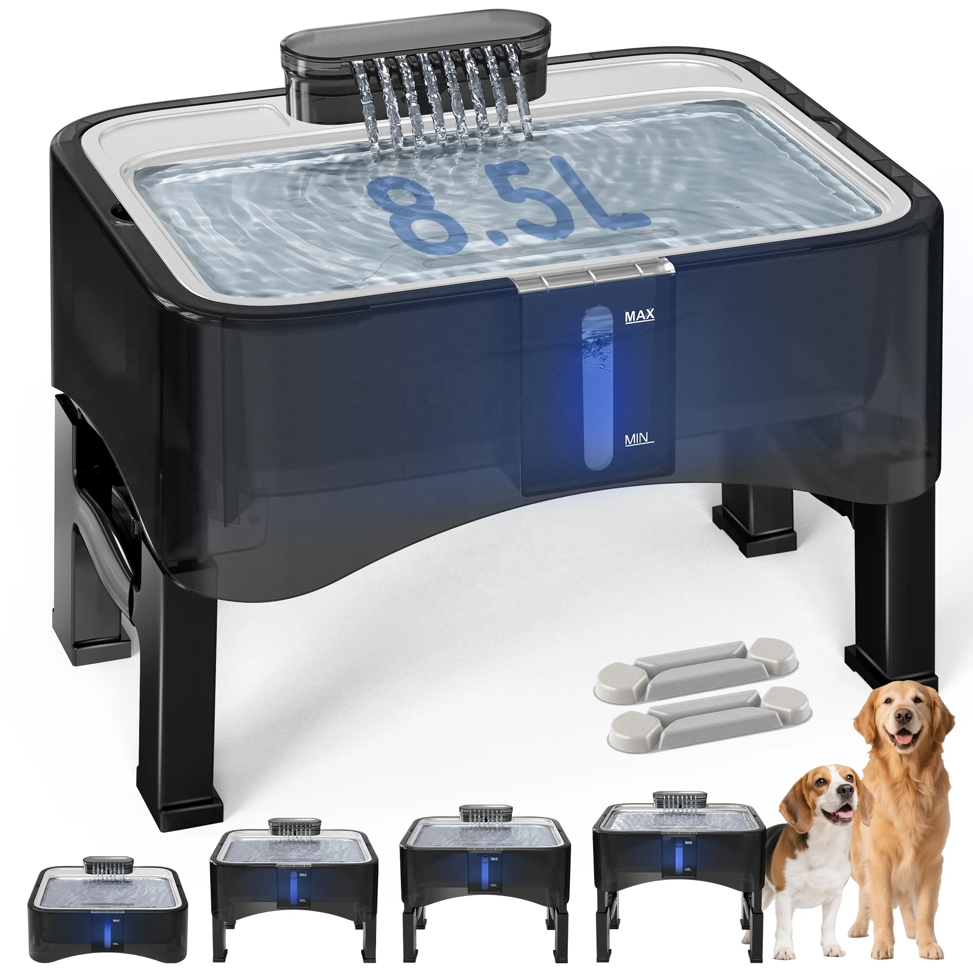 Elevated Pet Water Fountain Stainless Steel Adjustable  Large Smart Pet Water Fountain with Ultra Quiet Pump and Filter