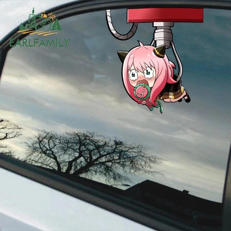 

EARLFAMILY 13cm for Anya Crane Doll Car Stickers Windows Car Accessories Decal Laptop Motorcycle Anime Funny Sticker JDM VAN RV
