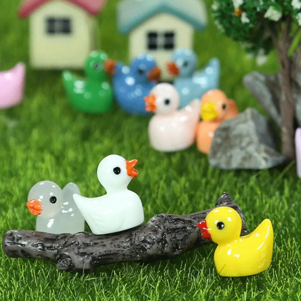100/300PCS di Alta Qualità Luminoso Mini Anatre Ornamento Figure In Miniatura Piccolo Anatra Accessori Artigianali In Resina Decorazione Della Casa
