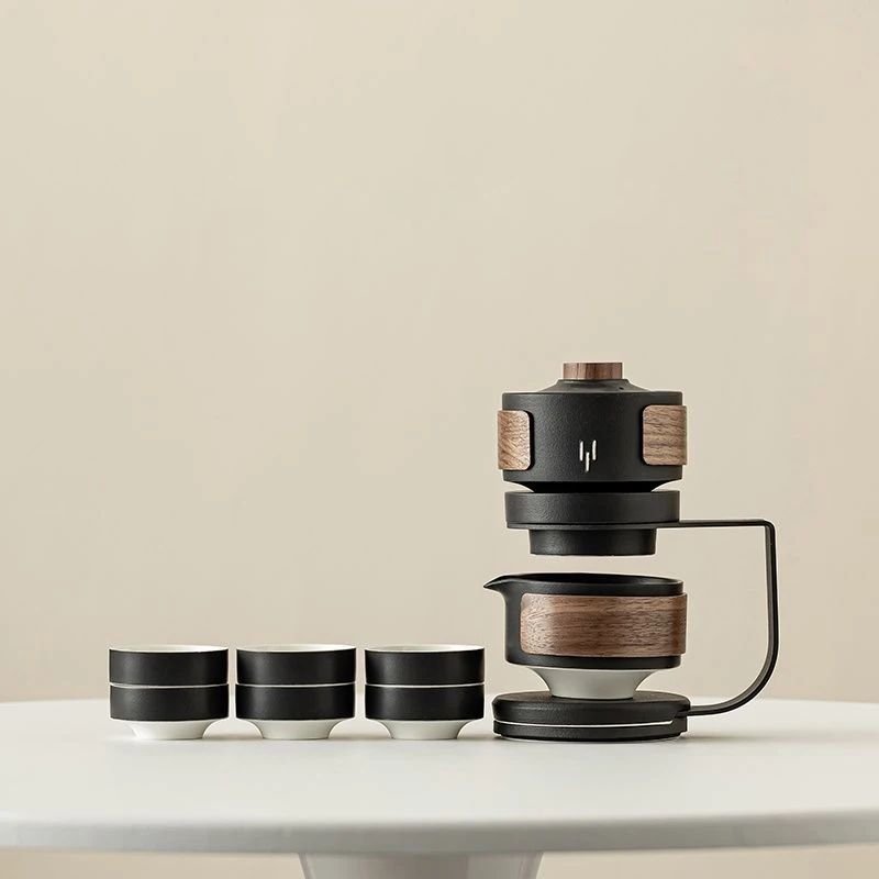 1 set Creative lazy Tea set Semi-Automatic Teapot Ceramics Rotating Water-conducting Chinese Kung Fu tea