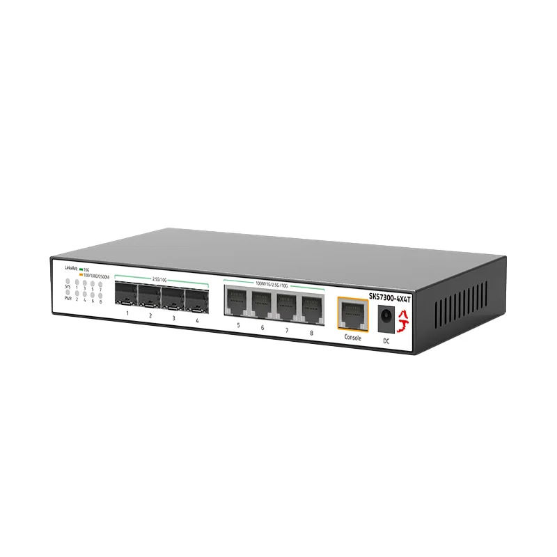 XikeStor All 10G L2 Managed Switch 4 Ports 10G RJ45 Base-T 4 Ports 10G SFP+ Uplink Ethernet Switch Web/CLI Management VLAN