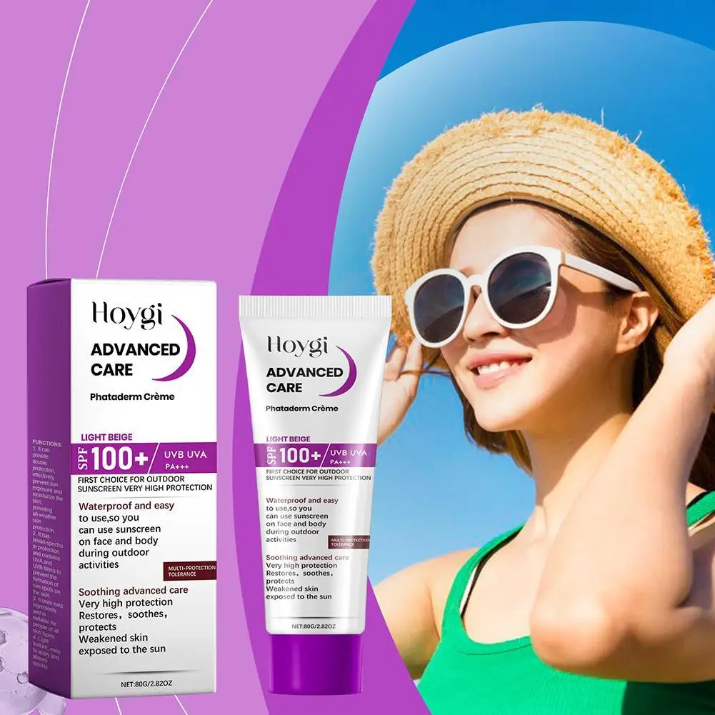 Crema hidratante con protección solar facial Spf 100+, crema bloqueadora solar, ligera, calmante para la piel, alivio de quemaduras solares después del sol, loción corporal