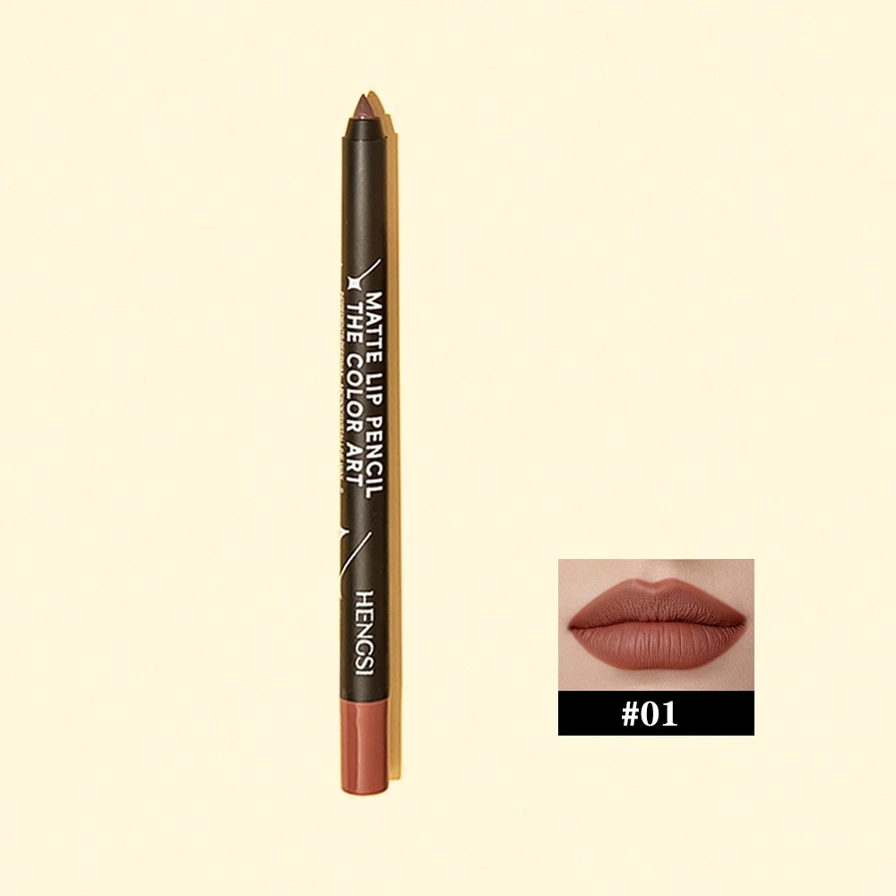 HENGSI Fashion Black Pole Impermeabile 6 colori Matte Nude Lipliner Facile da colorare Durevole Trucco labbra tridimensionale naturale