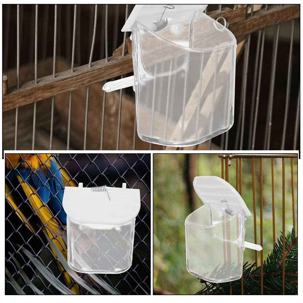 

3pcs Bird Cage Feeder Hanging Cup Spill-Proof Plastic Food Holder For Parrot Budgie Cockatiel Lightweight Cage Supply With