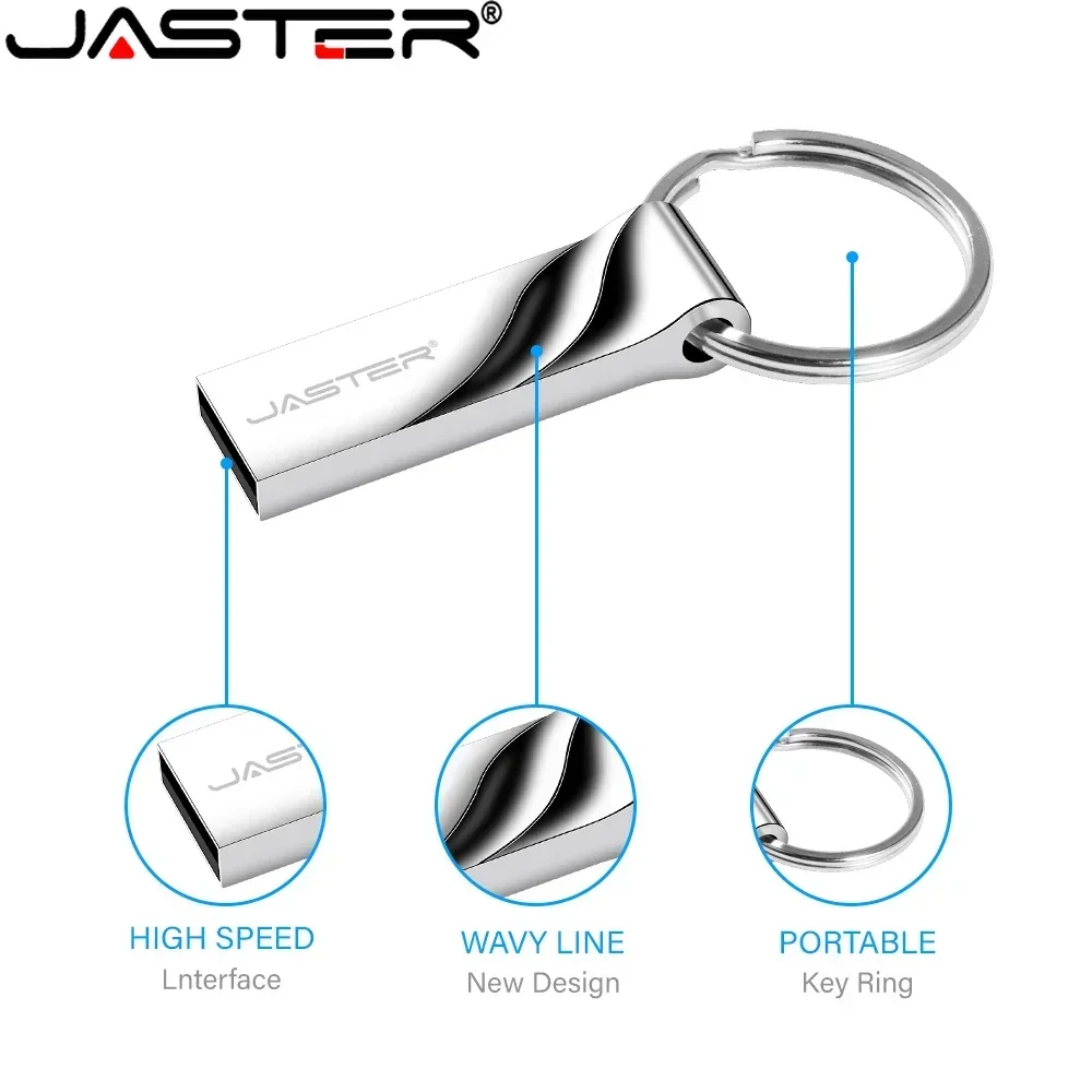 JASTER New USB Flash Drive 64GB 32GBMini Metal Tricolor Wave Whistle with Case 128GB Free Custom Logo Pendrive 16GB Memory Stick