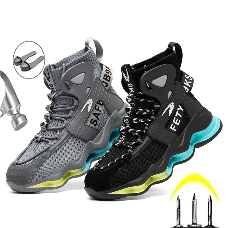 2024 European Standard Steel Toe Head Anti-Smashing Anti-Piercing Safety High-Top Work Shoes Men\'s Sports Shoes Safety Boots