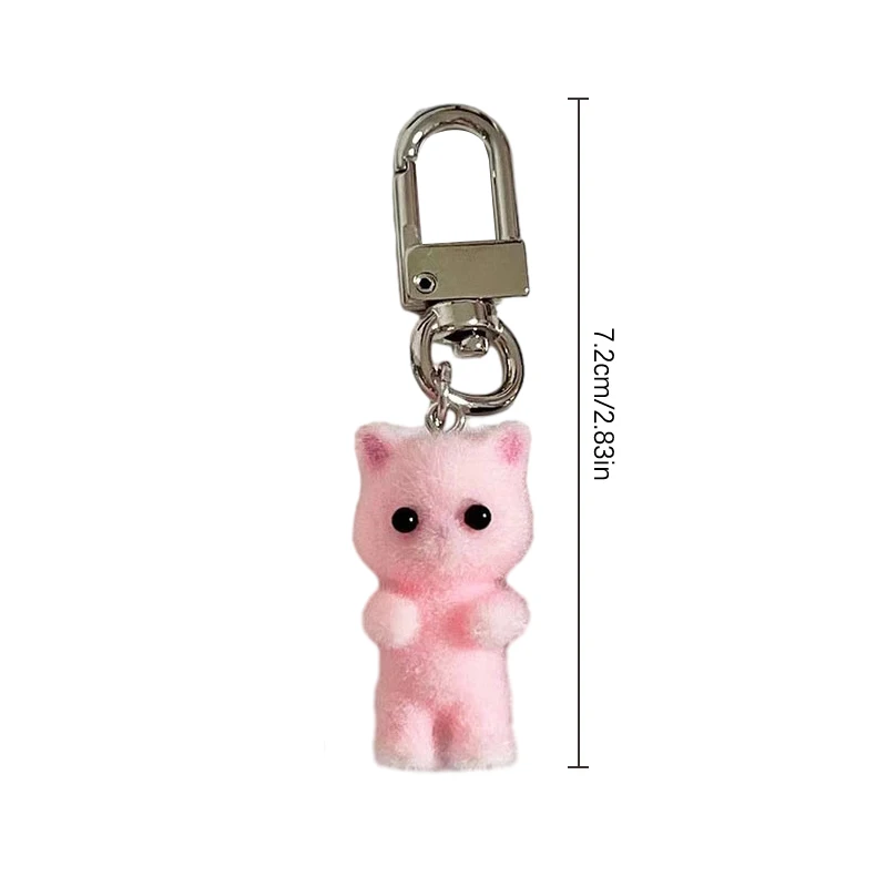 1Pcs Backpack Charms Cute Flocking Kitten Keychain Exquisite Small Cat Mobile Phone Pendant Car Keyring Bag Decor Accessories