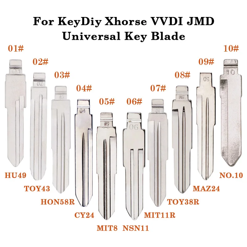 01-10# Universal Uncut Remote Flip Car Key Blank Blade For KeyDiy KD Xhorse VVDI JMD Remote For Audi VW Toyota Honda Nissan Opel