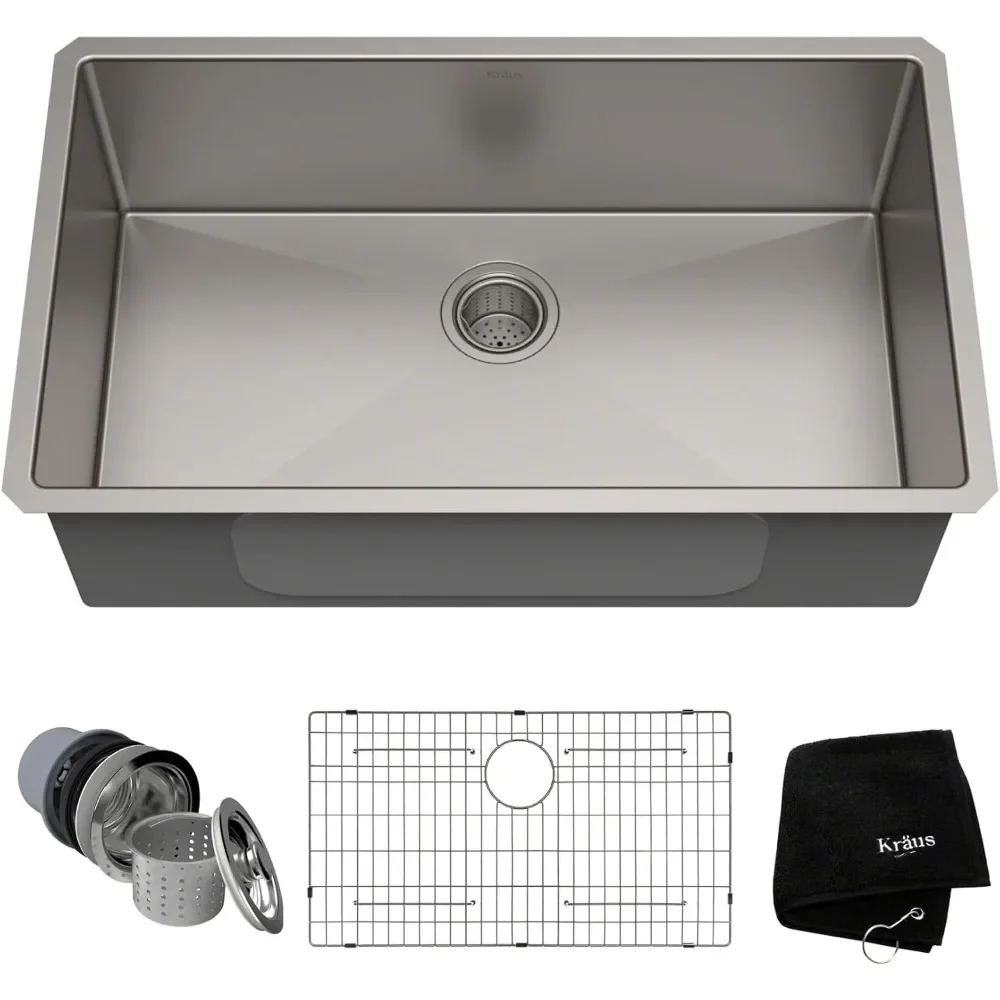 For KHU100-32 Standart PRO 16 Gauge Undermount Single Bowl Stainless Steel Kitchen Sink, 32 Inch