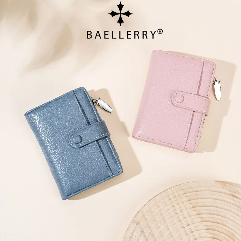 Baellerry Women's Short Wallet Soft PU Leather Multi-card Slot Solid Color Female Zipper Coin Purse Fashion Wallets Gits for Her