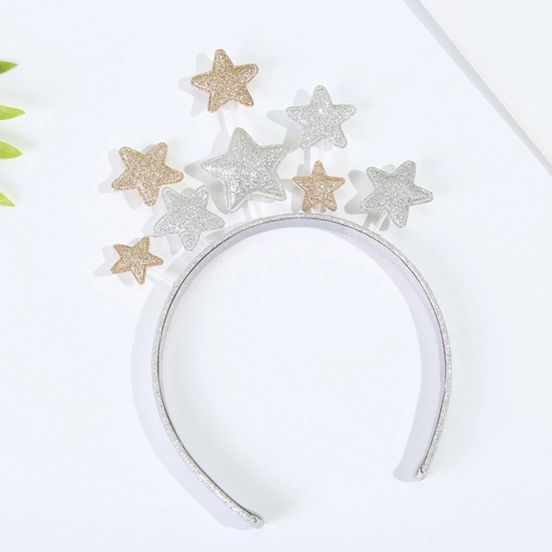 Christmas Five-pointed Star Shape Shinning Hair Hoop Women Makeup Headband for Festival Performances Hair Accessories