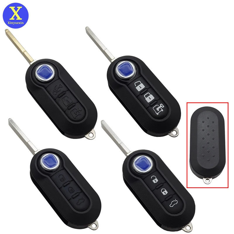 

Xinyuexin 3 Buttons Flip Folding Car Key Shell for Fiat 500 Panda Punto Bravo Ducato Peugeot Boxer Citroen Jumper Uncut Blade