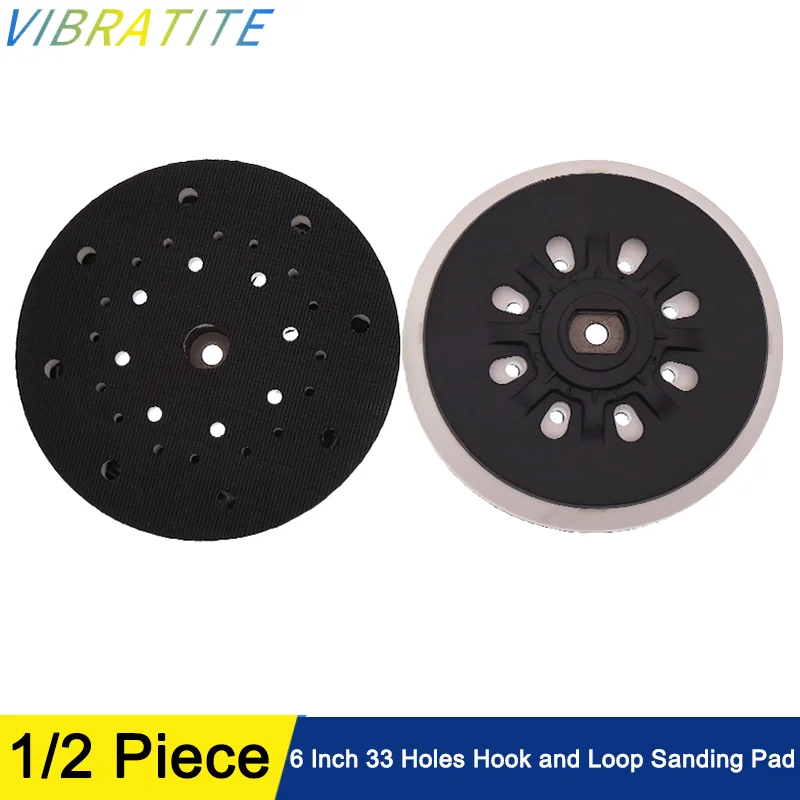 6 Inch 17/33 Hole Hook and Loop Sanding Pad M8 Thread 1/2 Pcs Hard and Soft Backing Pad Polishing and Sanding for Festool Sander