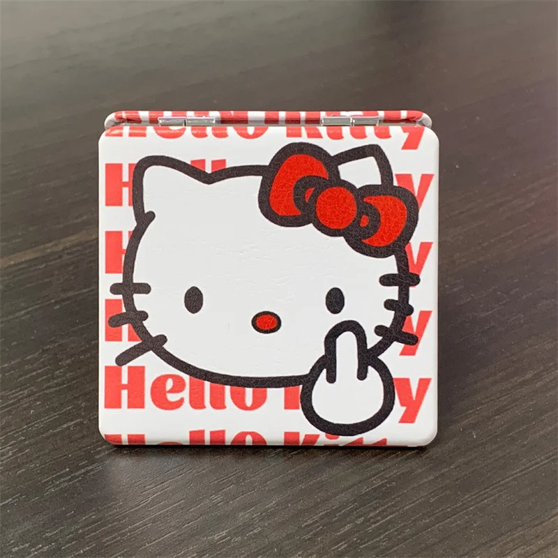 MINISO Hello Kitty specchio specchio portatile Hello Kitty Sanrio specchi pieghevoli portatili Double Sided Pattern Makeup Girl Gift