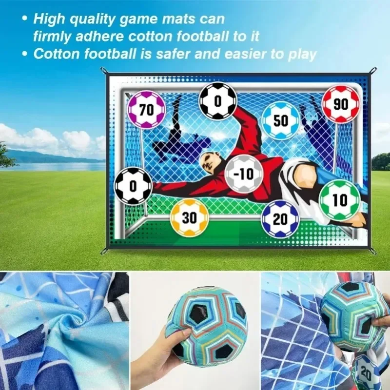 Soccer Ball Game Set for Kids Indoor Outdoor Backyard Toss Soccer Goal Game with Velcro Balls Multiplayer Competitive Boy Gift