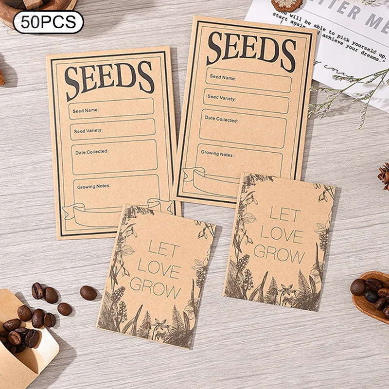 50 Pcs Seed Envelopes Bulk Seed Packets Envelopes Self Adhesive Small Paper Coin Envelopes Resealable Seed