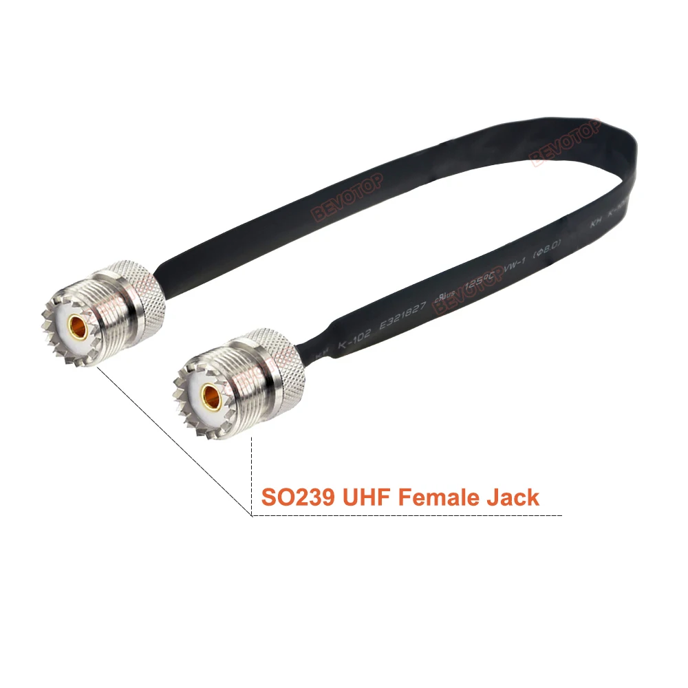 UHF PL-259 UHF Male to UHF Male PL259 Plug Window Pass Adapter RF Coaxial Flat Cable 50 Ohm Coax Pigtail Jumper Cord BEVOTOP