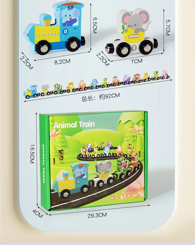 Children's Wooden Magnetic Color Digital Train Baby Color Digital Cognitive Track Assembly Toy Game