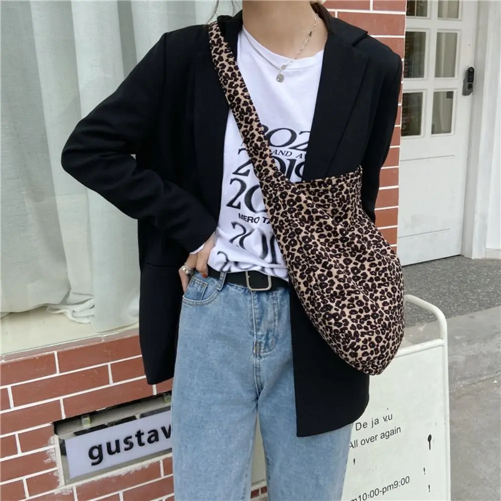 

Portable Printed Floral Canvas Bag Flower Leopard Print Print Cloth Bag Handbag Stripe Canvas Shoulder Bag Women