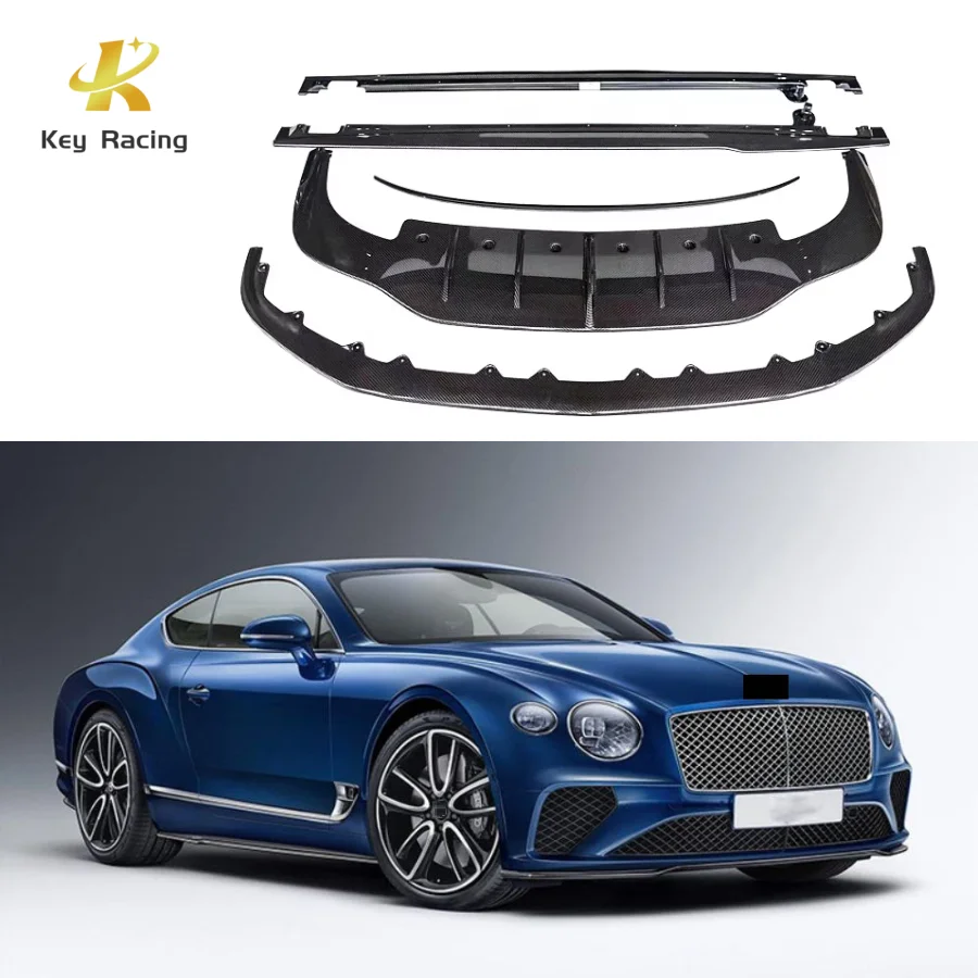 

For Bentley Continental GT Carbon Fiber W12 Style Body Kit Front Lip Side Skirts Rear Bumper Diffuser Rear Spoiler Accessories