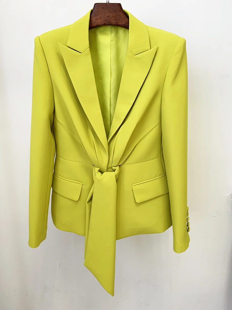 Alta qualità più nuova moda 2024 Designer tuta da pista Set giacca Blazer con cintura da donna pantaloni a pieghe a gamba larga Set due pezzi