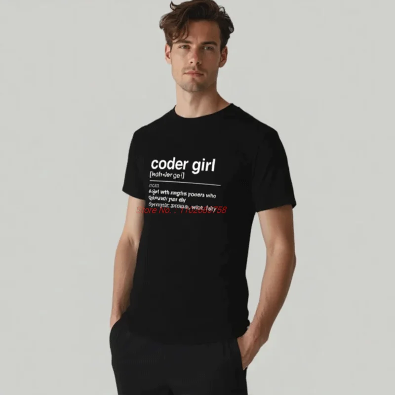 Coder Definition Men Tshirt Software Developer It Programmer Geek O Neck Tops Cotton T Shirt High Quality Birthday Gifts Tee