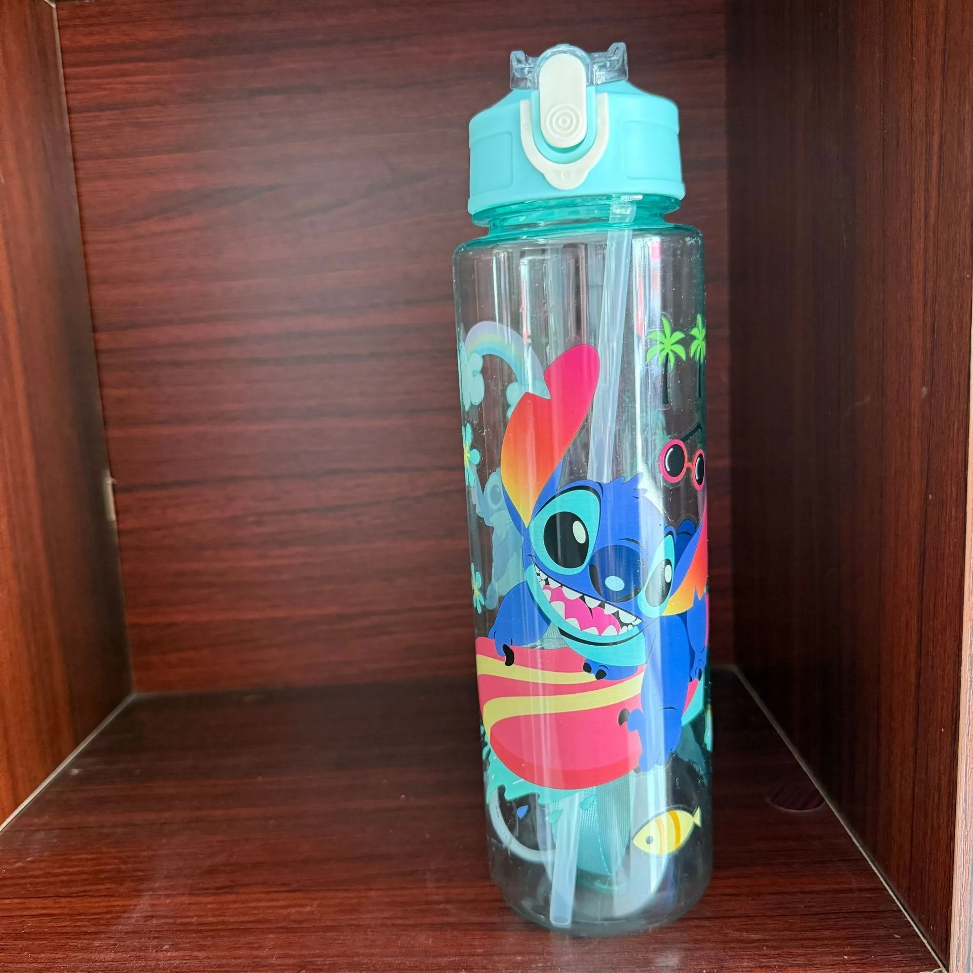 New Cartoon Lilo & Stitch Cute Single-Layer Cup Anime Stitch Plastic Cup With Flip Lid Straw Cup Kids Christmas Gift Toys