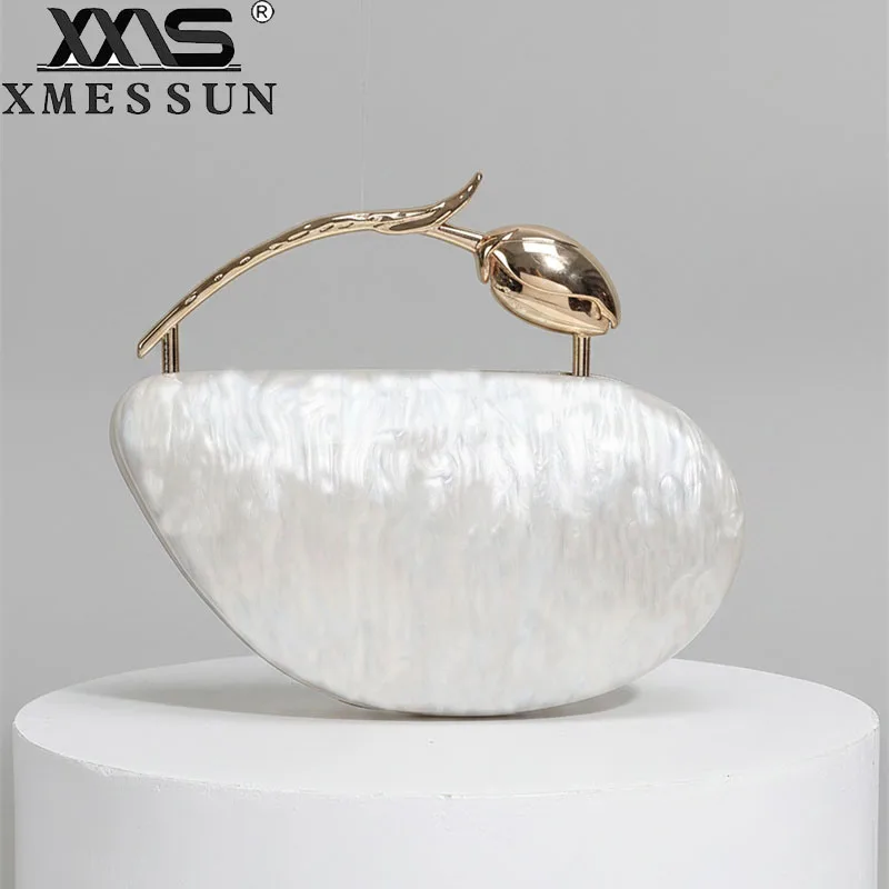New Oval Marble Shell Acrylic Clutch Evening Bag for Women,2027 Elegant Bouquet Handle Wedding Party Purses Chain Crossbody Bag