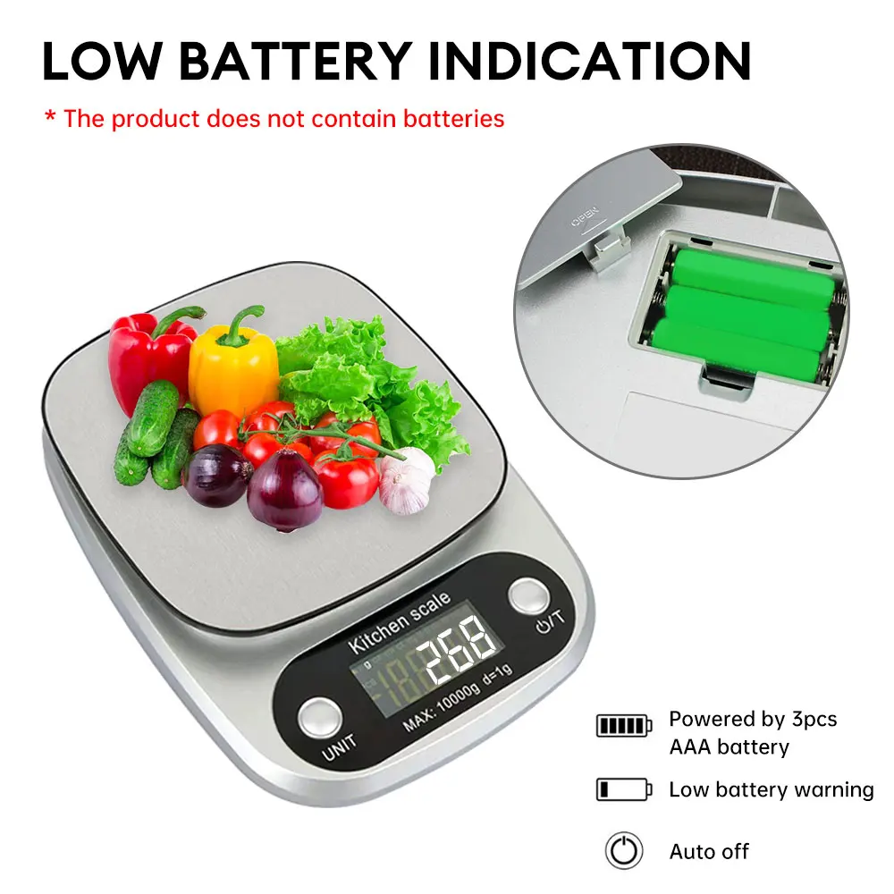 10kg/1g Didital Kitchen Scale High Precision Electronic Scale Battery Powered Kitchen Measuring Tool for Cooking Baking