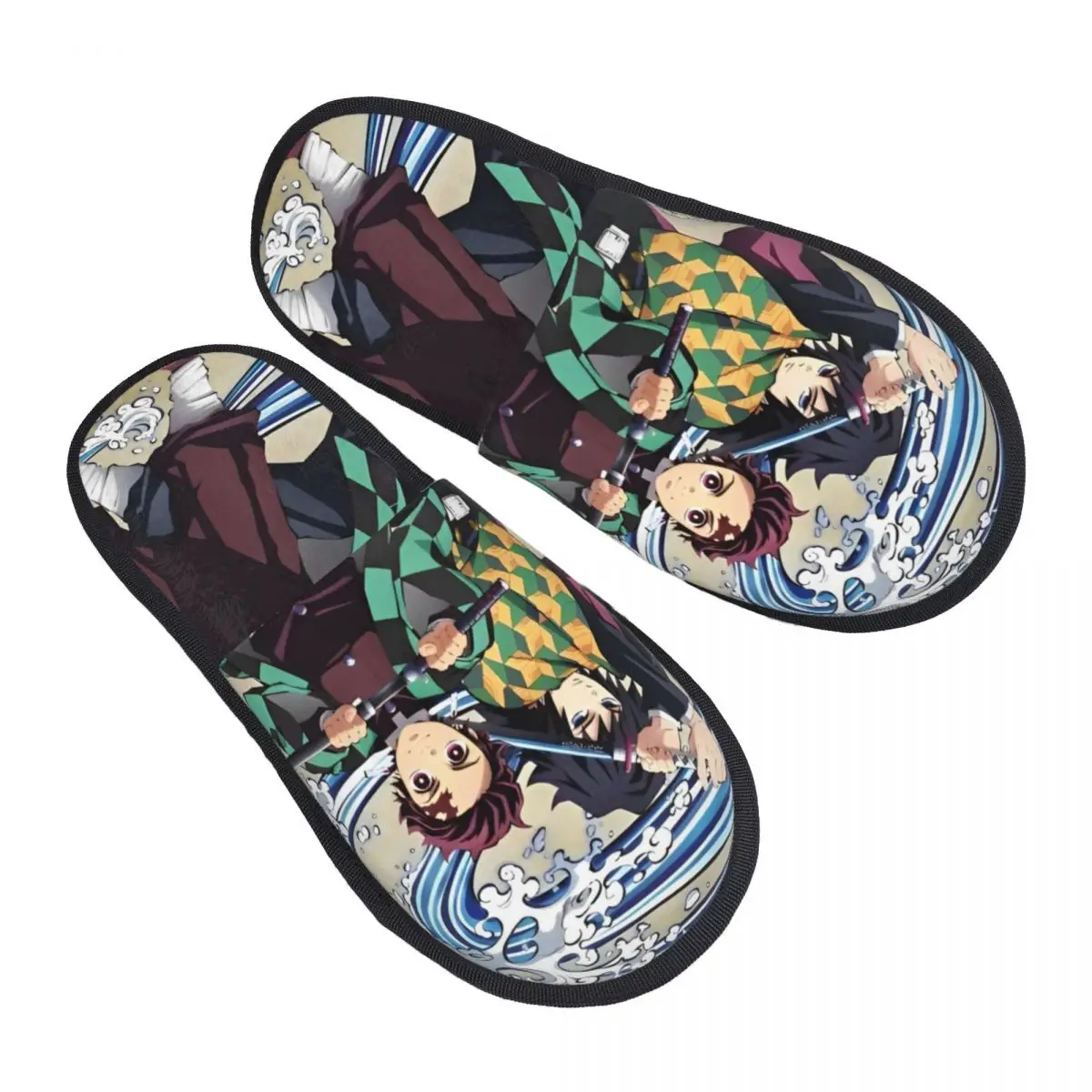 Anime Demon Slayer Manga Furry Slippers Anti-skid Soft Household Fur Slippers Slides Bedroom