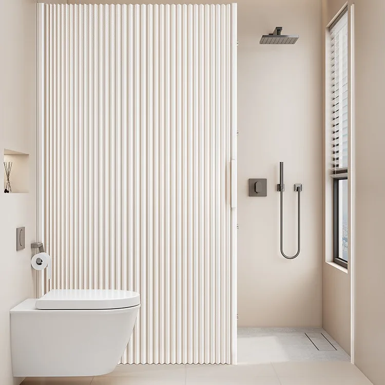 Cortina de ducha plegable Invisible, ducha divisoria de área húmeda y seca para baño, cortina de tracción magnética sin perforar para baño